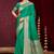 emerald green silk blend woven work traditional saree
