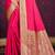 ruby pink silk blend woven work traditional saree