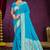 sky blue silk blend woven work traditional saree