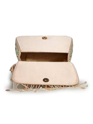 Anekaant blush & bead pink satin concentric beadwork embellished clutch 7