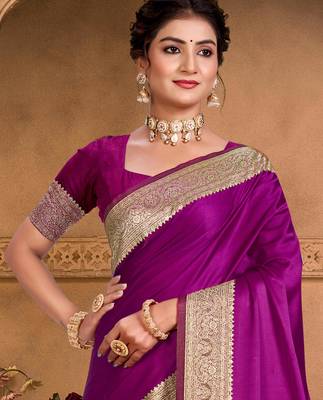 wine purple silk blend woven work traditional saree 2