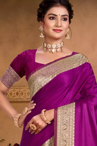 wine purple silk blend woven work traditional saree