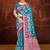 teal blue satin silk blend woven work traditional saree