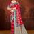 crimson red satin silk blend woven work traditional saree