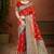 rust orange satin silk blend woven work traditional saree