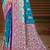 teal blue satin silk blend woven work traditional saree
