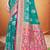 teal green satin silk blend woven work traditional saree