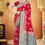 crimson red satin silk blend woven work traditional saree