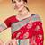 crimson red satin silk blend woven work traditional saree