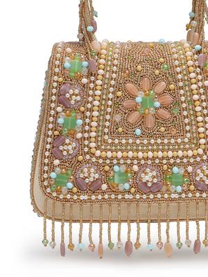  blush & bead gold satin concentric beadwork embellished clutch 8