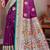 wine purple satin silk blend woven work traditional saree