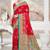 crimson red satin silk blend woven work traditional saree