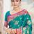 teal green satin silk blend woven work traditional saree