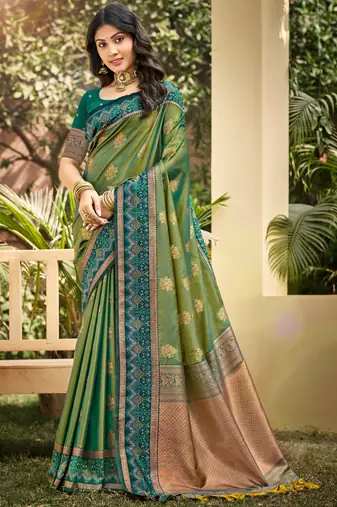light green soft silk blend woven work traditional saree
