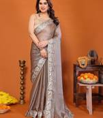 grey mannequin embroidery  work  saree 