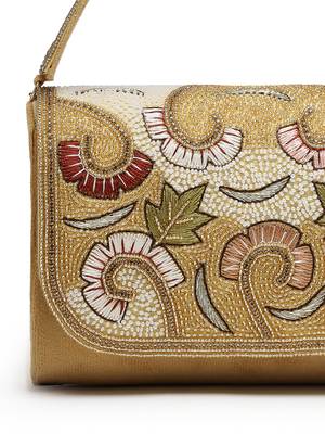  beaded botanica gold suede swirl embellished clutch 8