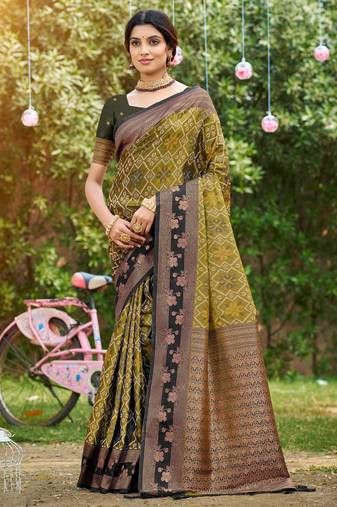 light green soft silk blend woven work traditional saree