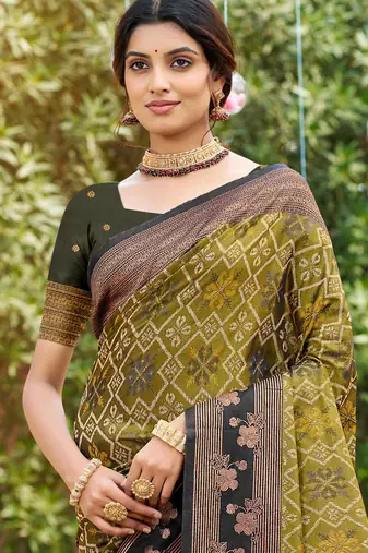 light green soft silk blend woven work traditional saree