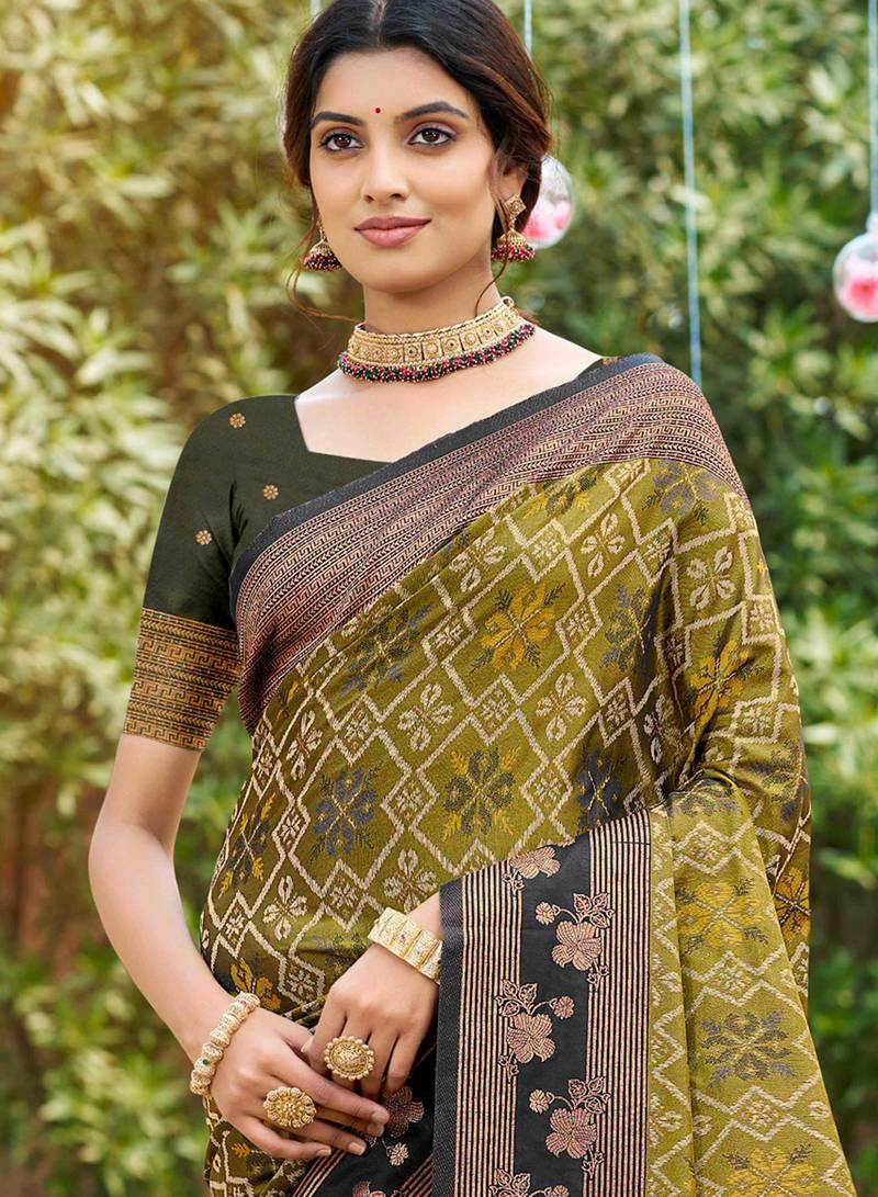 light green soft silk blend woven work traditional saree