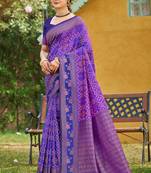 purple soft silk blend woven work traditional saree