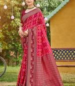 pink soft silk blend woven work traditional saree