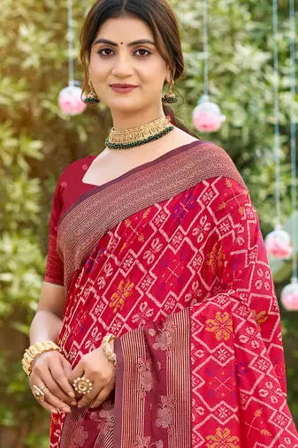 pink soft silk blend woven work traditional saree