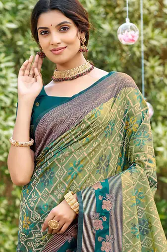 sea green soft silk blend woven work traditional saree