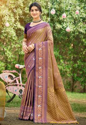 purple   soft silk blend woven work traditional saree 1