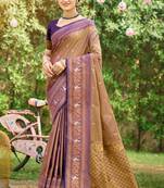 purple  soft silk blend woven work traditional saree