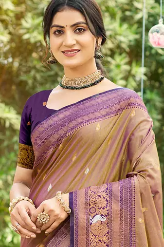 purple   soft silk blend woven work traditional saree