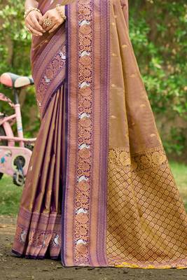 purple   soft silk blend woven work traditional saree 3