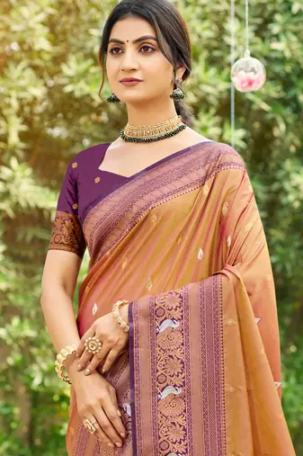 purple   soft silk blend woven work traditional saree