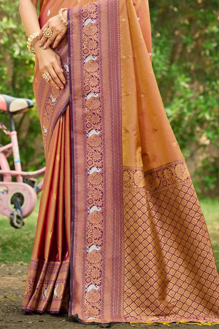 purple  soft silk blend woven work traditional saree