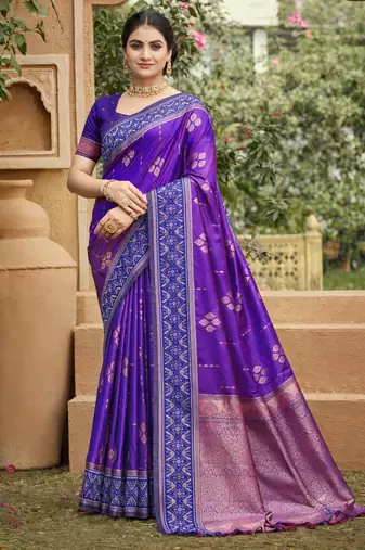 purple soft silk blend woven work traditional saree