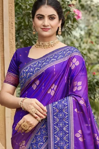 purple soft silk blend woven work traditional saree