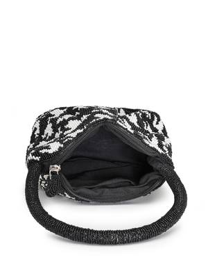  beaded muse black cotton houndstooth geometric beaded clutch 7