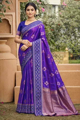 purple soft silk blend woven work traditional saree