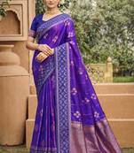 purple soft silk blend woven work traditional saree
