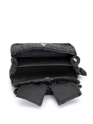  beaded muse black cotton statement bow embellished clutch 7