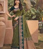 green soft silk blend woven work traditional saree