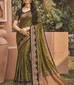 green soft silk blend woven work traditional saree