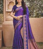 purple soft silk blend woven work traditional saree