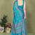 teal printed, blocked printed daily wear chiffon, georgette saree with blouse