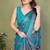 teal printed, blocked printed daily wear chiffon, georgette saree with blouse