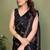black printed, blocked printed daily wear chiffon, georgette saree with blouse