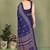 blue printed, blocked printed daily wear chiffon, georgette saree with blouse