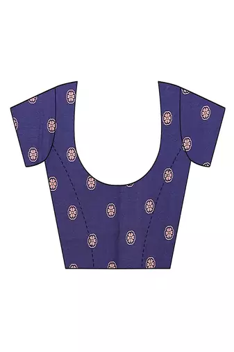 blue printed, blocked printed daily wear chiffon, georgette saree with blouse
