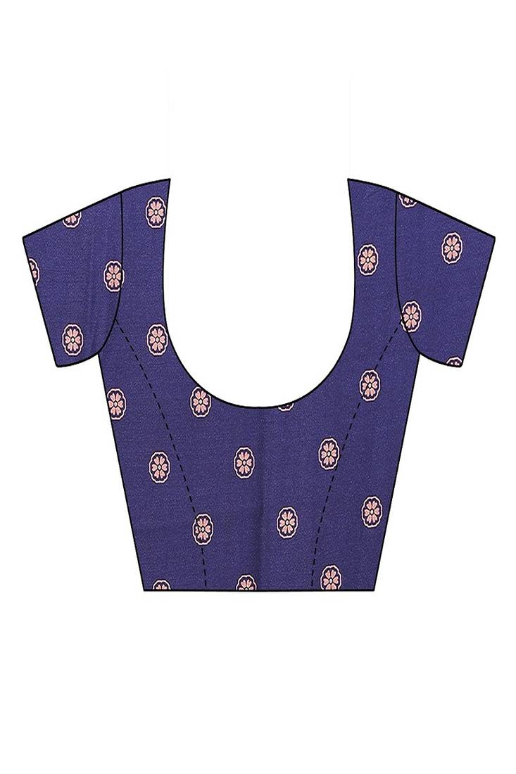 blue printed, blocked printed daily wear chiffon, georgette saree with blouse