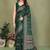 green printed, blocked printed daily wear chiffon, georgette saree with blouse