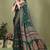 green printed, blocked printed daily wear chiffon, georgette saree with blouse